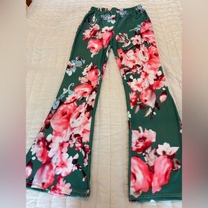 New small Floral Women's Pants - Green and Pink